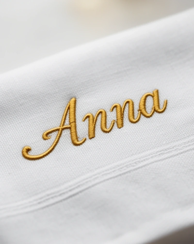 Haftowane imię na lnianym ręczniku