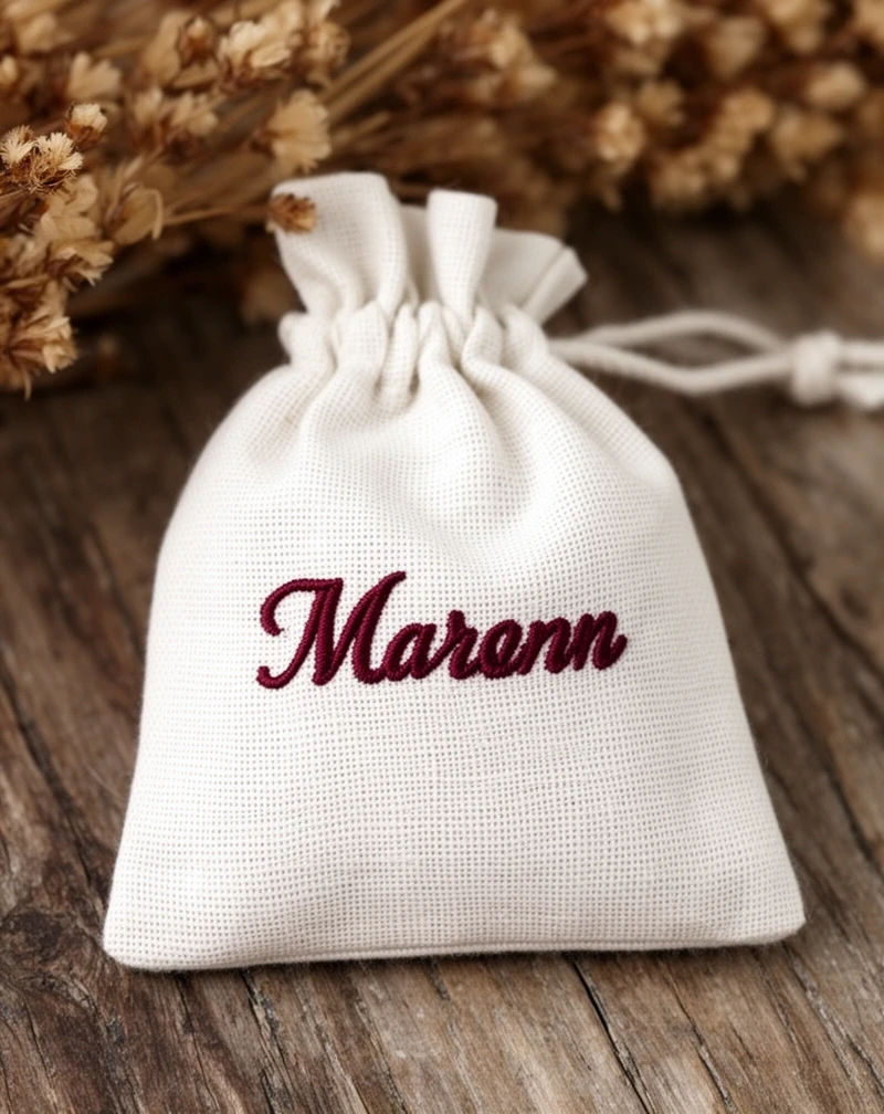 Woreczek na biżuterię z imieniem w kolorze bordowym