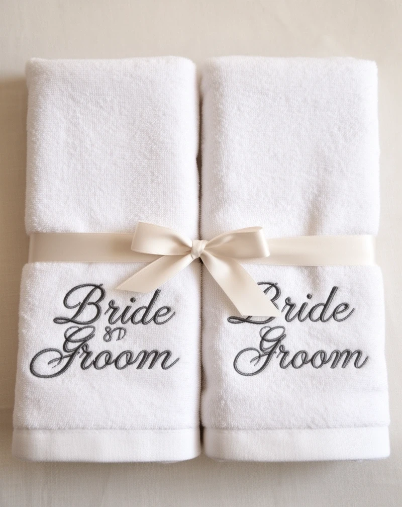 Zestaw ręczników z haftem dla nowożeńców